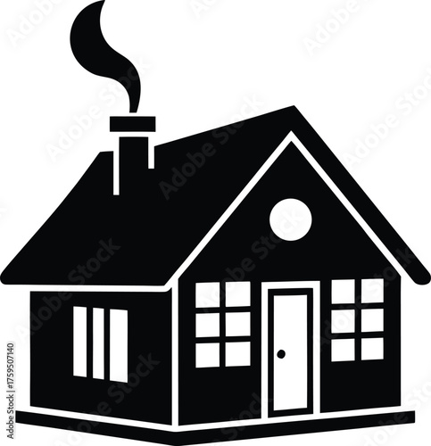 Cozy cottage with smoke rising from the chimney a charming illustration