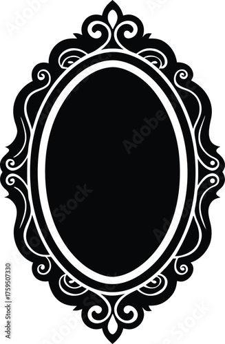 Elegant vintage mirror icon with ornate gold frame