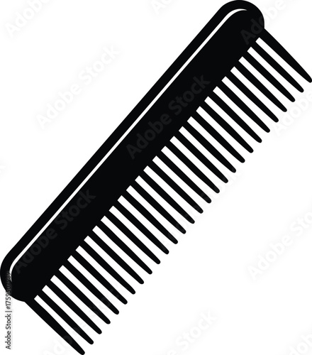 Simple wooden comb icon with fine teeth for grooming and styling