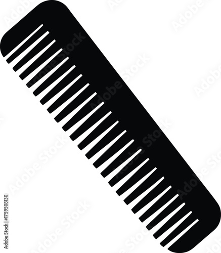 Flat design wide tooth comb icon for hair care and grooming
