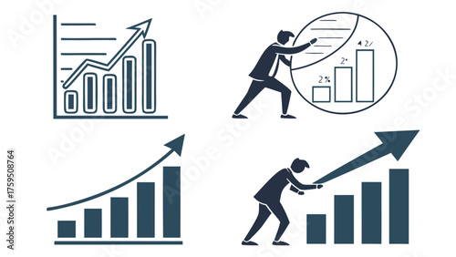 Boost your business with dynamic growth charts and figures, perfect for presentations, reports, and marketing materials showing business success, originally vector