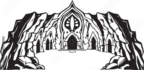 The Gloomy Dungeon. Hand drawn vector illustration	
