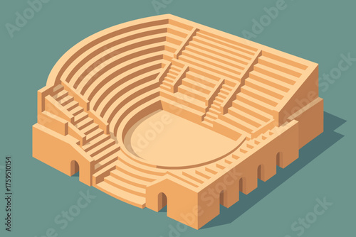 Design upper illustration rows amphitheater geometric leading isometric staircases seating to vector