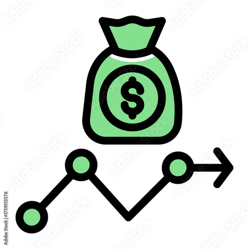 Finance Banking Growth Capital icon from the Customer Development icon collection (Solid Color Lineal Style)