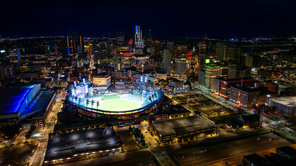 Stickers Stadion Comerica Park en skyline van Detroit  © Vadim