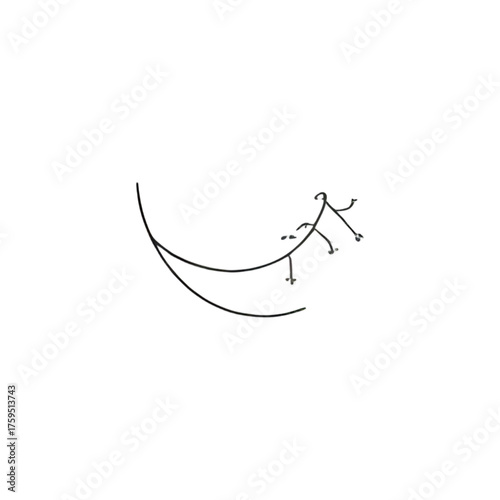 A crescent moon with a tiny, stylized star constellation (Ursa Minor) visible inside the curve of the moon