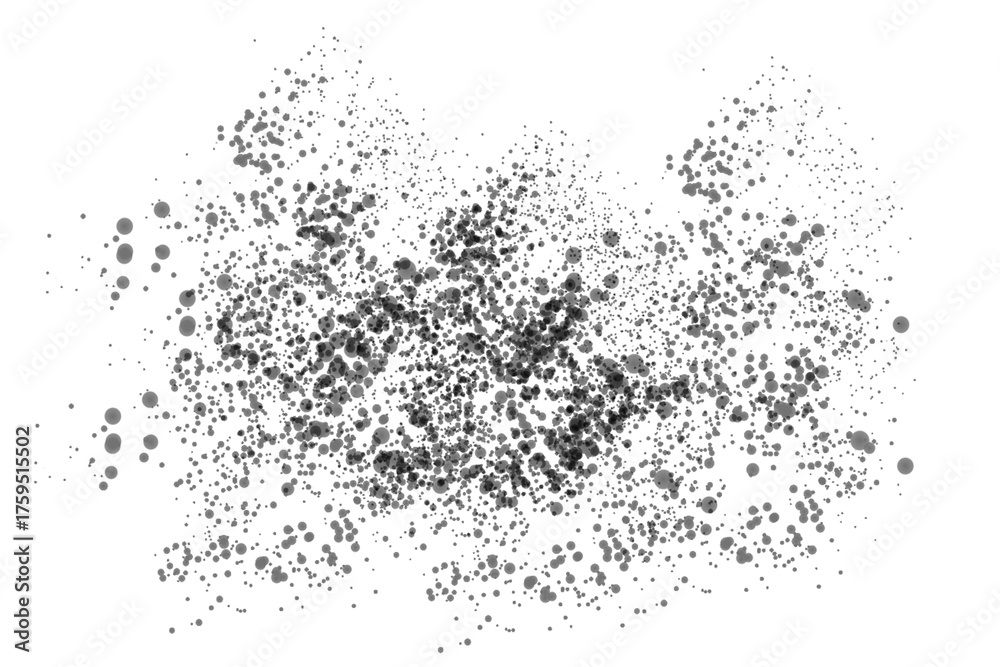 Obraz premium Black Ink Splatter Texture Isolated on Transparent Background