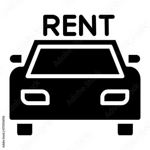 Rent Car Glyph Icon