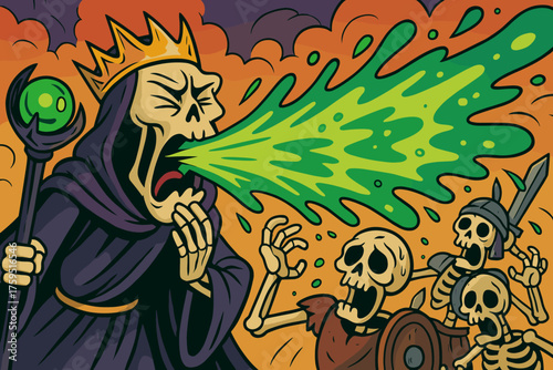 Skeleton army s his vector own blasting comical sneezing lich across accidentally