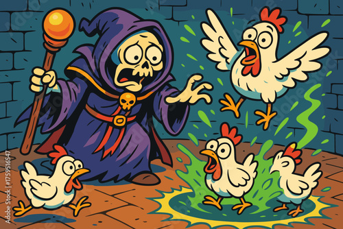 Chicken s cast chickens spell lich comic icon but summoning vector accidentally