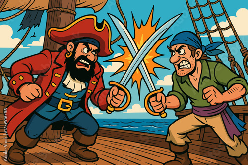 Epic oversized vector captain deck comic sparks rival duel dueling icon clashing