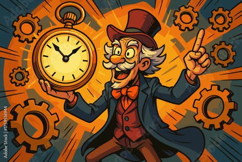 Icon vector dramatically adventure floating around points eccentric sky timekeeper glowing watch