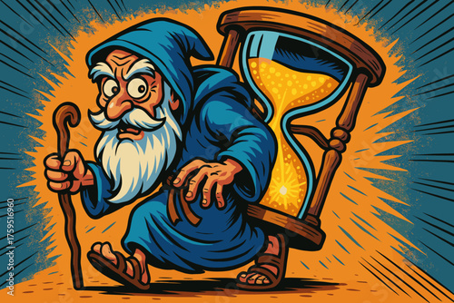 Icon strapped glowing timekeeper vector bright vision hourglass comic sand to