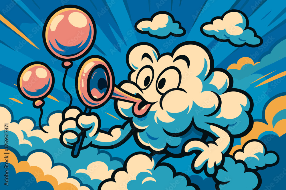 Fototapeta premium That into blowing silly balloons clouds festival vector icon bubble cloudsprite