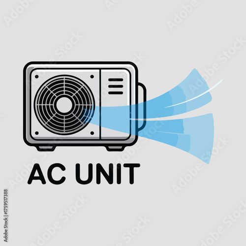 Air conditioner unit blowing cool air on a hot day, providing comfort and relief