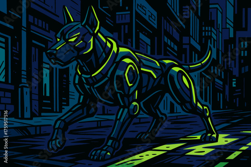 Vector highlights futuristic icon simple sleek street dark cyberdog green patrolling patrol