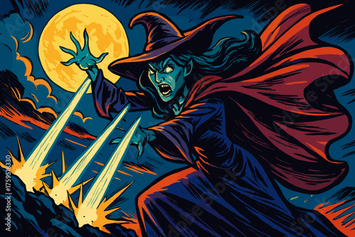 Dramatically fierce moonlight icon s cloak summoning vector enemies beams moonwitch