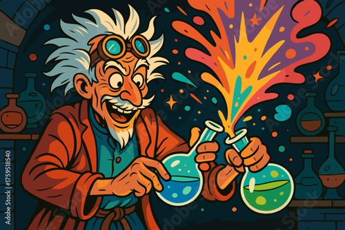 Glowing vector wild that mix explosion alchemist colorful icon s eccentric holding