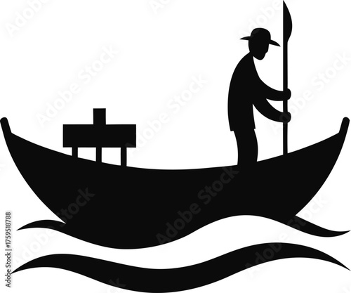 Photography Silhouette of a boatman silhouette