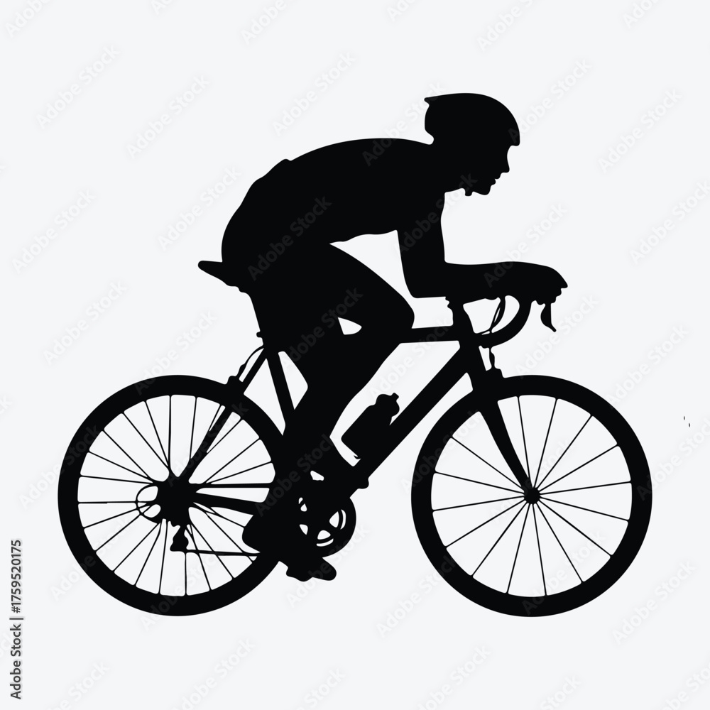 Fototapeta premium Vector art of silhouette of a cyclist riding a bicycle, silhouette art design