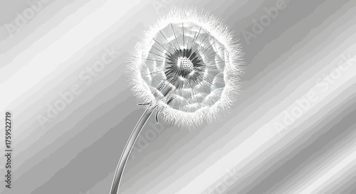 A monochrome dandelion puffball