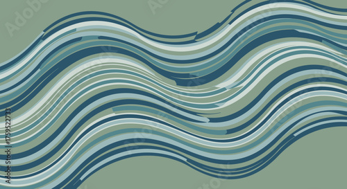 Wavy bands of blue, gray, and green hues on a light olive drab background