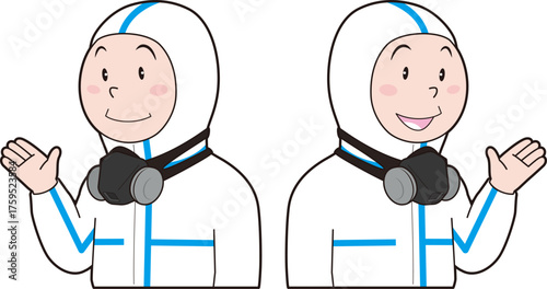 防護服を着た男性