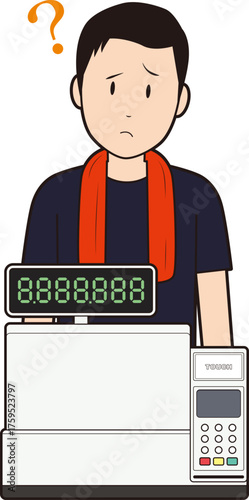 レジスターと男性飲食店スタッフ②