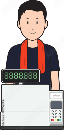 レジスターと男性飲食店スタッフ①