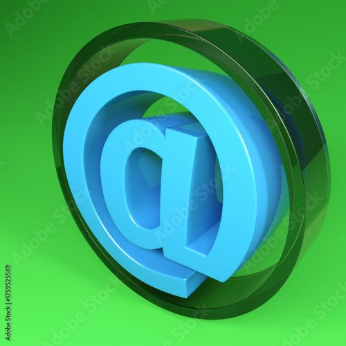 email sign in a glass circle that rotates around it, on green background