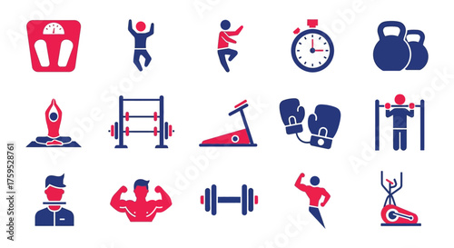 Collection of fitness and gym icons