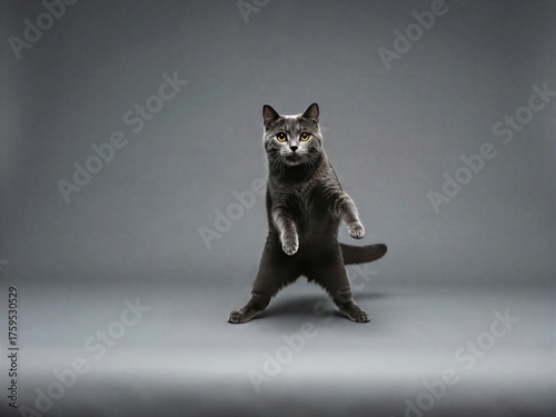 black and white cat on black background