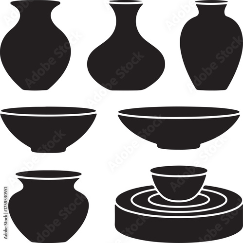 Vase and Bowl Icon Set