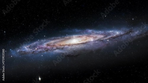 A vibrant spiral galaxy spins in the vast, star-studded cosmic void