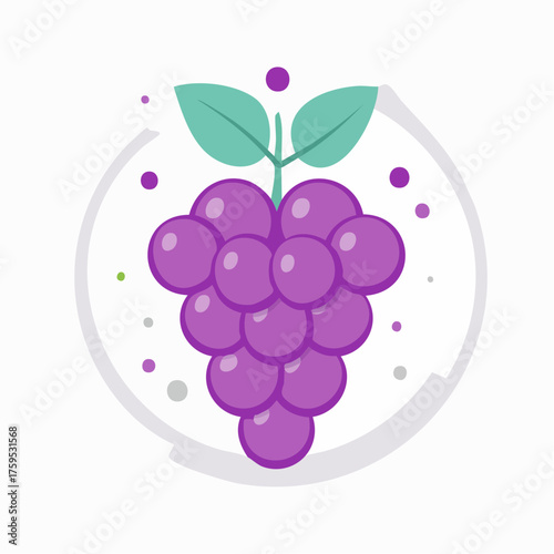 Grappe de raisin stylisée en design plat