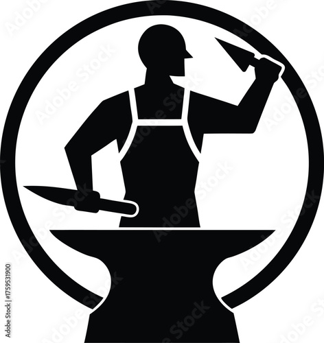 Blacksmith Silhouette Vector Art Illustration
