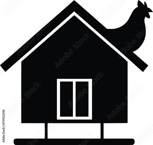 Chicken Coop Silhouette Vector Art Illustration