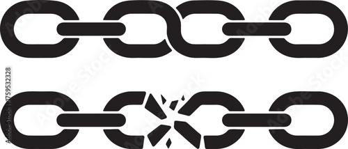 Unbroken and Broken Chain Icons