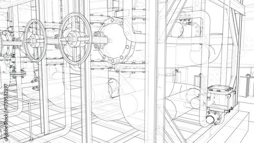 Industrial Machinery Blueprint. Vector