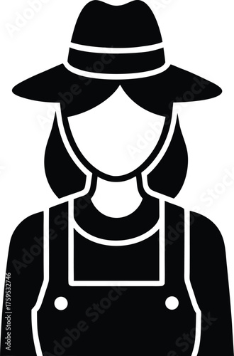 Farmer Female Silhouette Vector Art Illustration