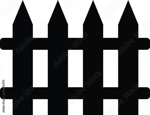 Fence Silhouette Vector Art Illustration