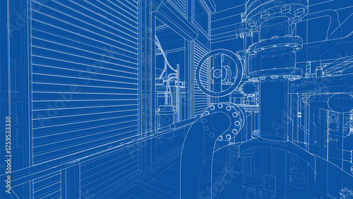 Industrial Blueprint Design. Vector