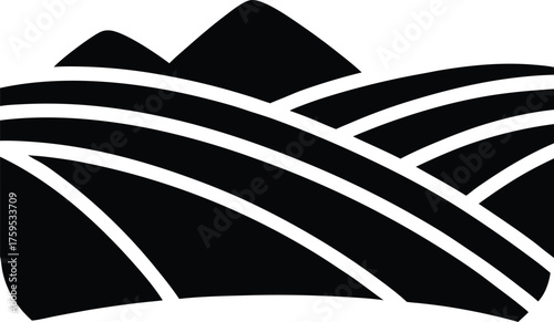 Hills with Fields Silhouette Vector Art Illustration