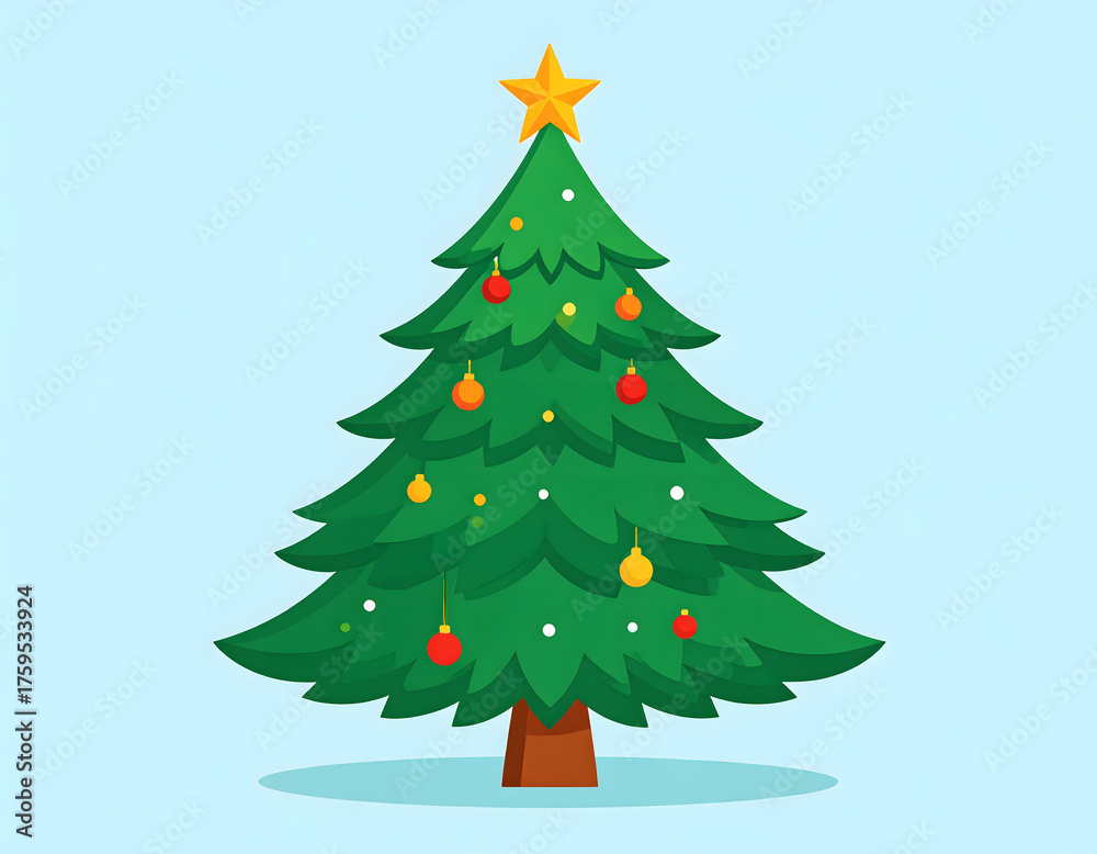 Obraz premium Festive Holiday Christmas Tree Illustration