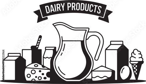 Dairy Products Collection Illustration