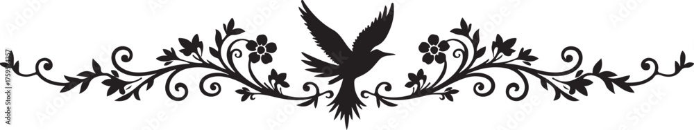 Obraz premium Elegant decorative ornaments in bird design featuring graceful silhouettes and intricate details