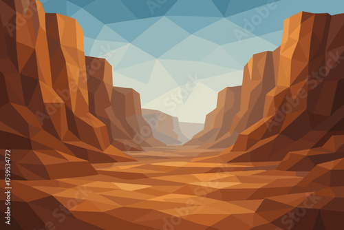 Sky lowpoly illustration ground faceted canyon vector landscape angular layers
