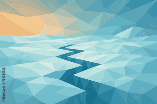 Vector geometry zigzag angular illustration faceted spreading surfaces glacier polygonal sky cracks