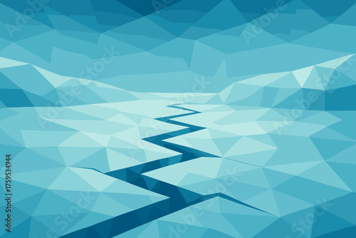 Zigzag glacier gradient angular illustration cracks icy across surfaces sky vector geometry