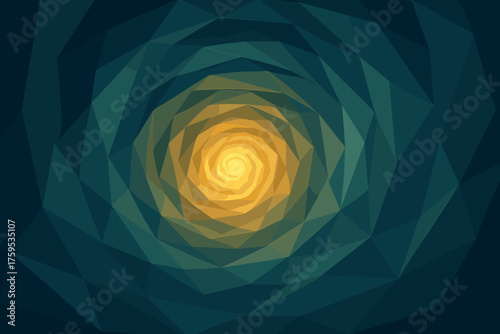 Illustration creating tunnel gradient polygonal vector abstract lighting motion inward rotating spiral